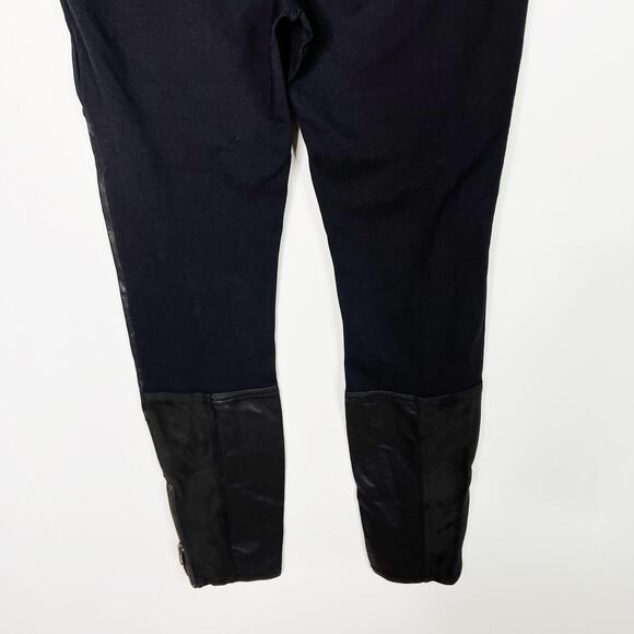 Anthropologie Black Faux Suede Leather Patched Skinny Leg Pants 28 Zip Ankle - Picture 10 of 13